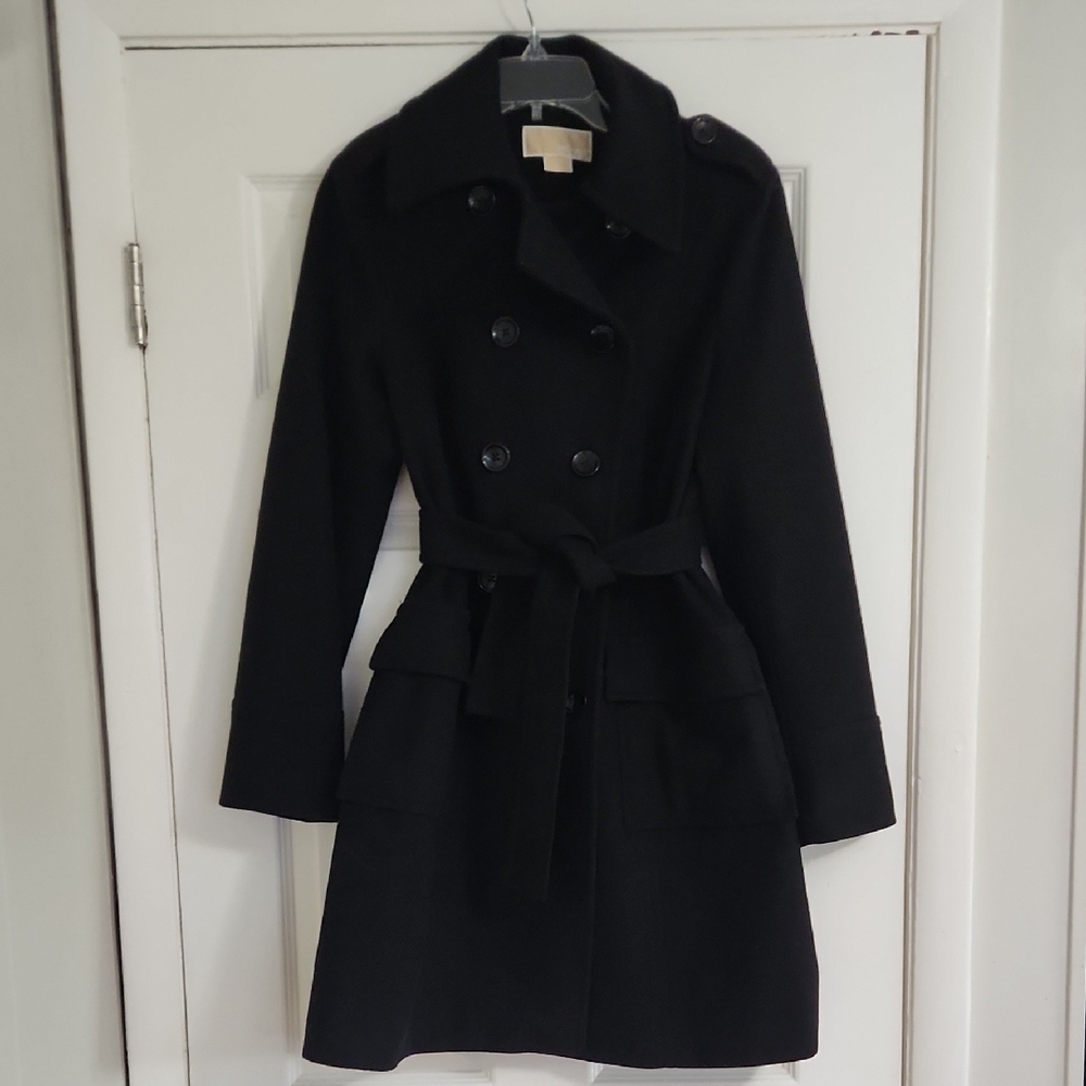 Michael Kors Black Double-Breasted Wool Coat